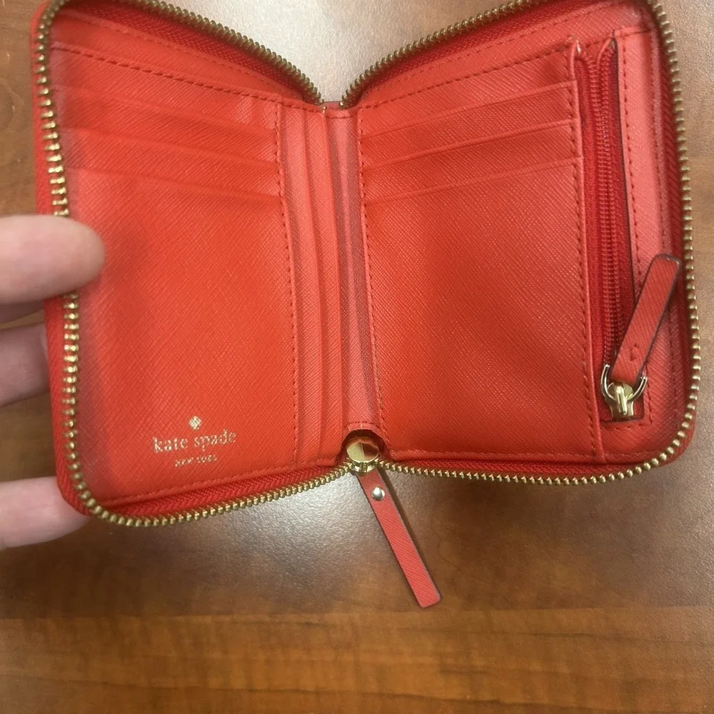 Kate Spade NY Laurel Way Darci Zip Around Wallet Cherry Red‎ Coin Case Saffiano
